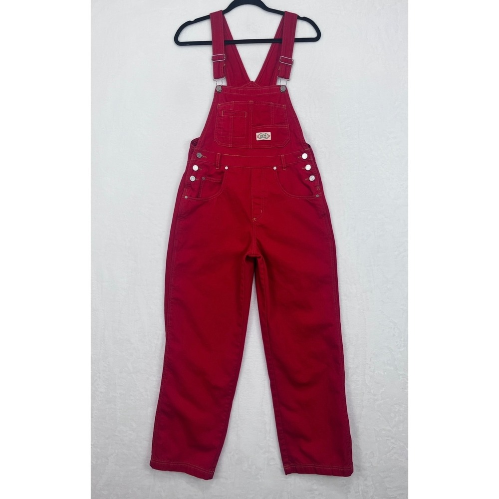 Lana Roux Retro 90s Dungaree Utility Twill Overalls Women Small Red LP7001